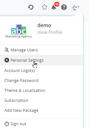 Access personal user settings
