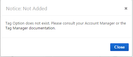 Tag Option does not exist