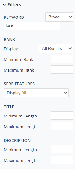 report filters
