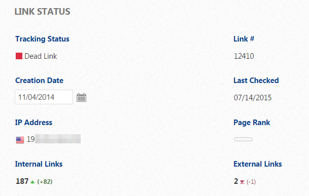 Link Status Dead Link does not exist on host