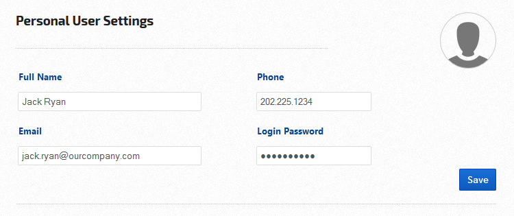 Personal User Settings