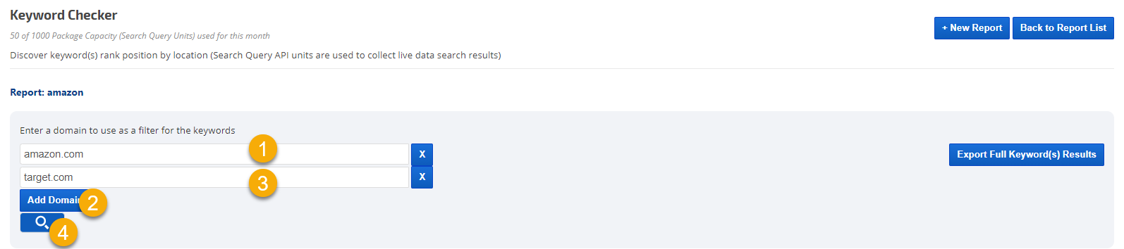 keyword checker tool filter report