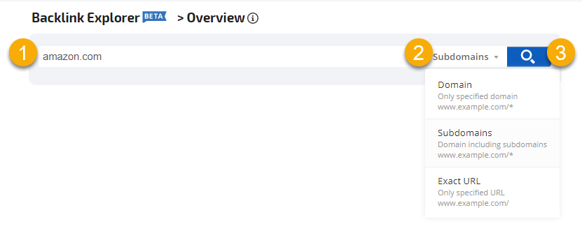 Backlinks Site Explorer enter URL