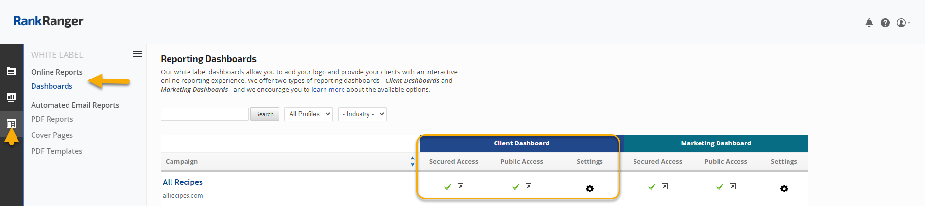 White Label Client Dashboards