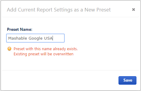 Preset Name error